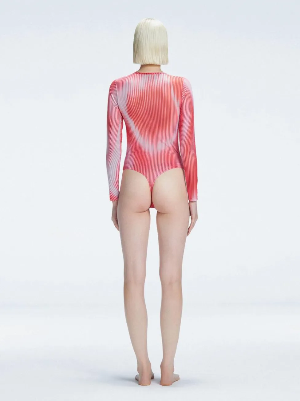 Mireya Red Optical Long Sleeve Bodysuit