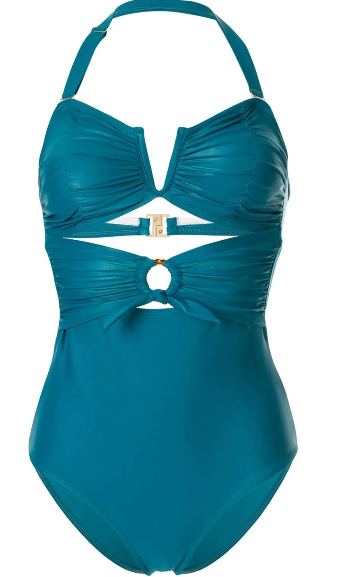Océane Ruched Waist Tie One Piece | Teal
