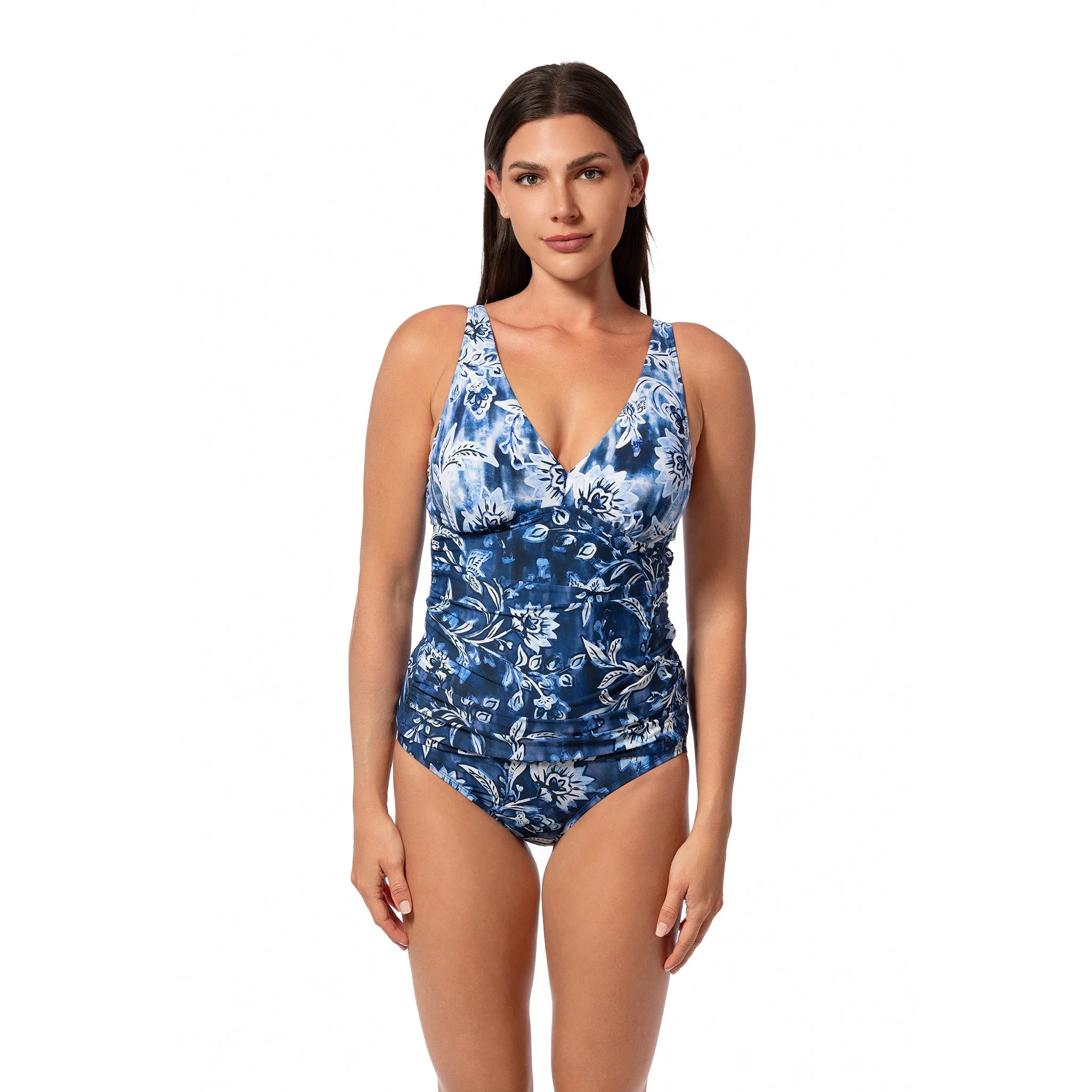 OCEAN MOSAIC AMBER V-NECK TANKINI TOP