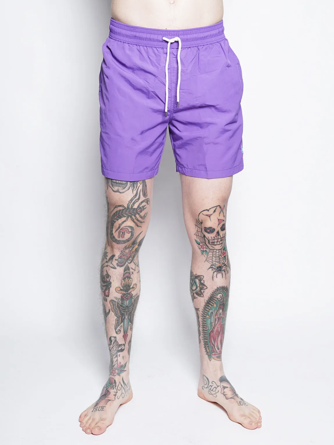 Purple swim shorts