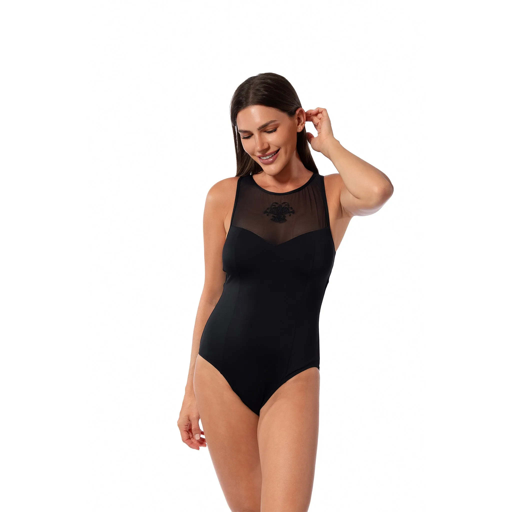 ROYAL BLACK DIANA HIGH NECK ONE PIECE