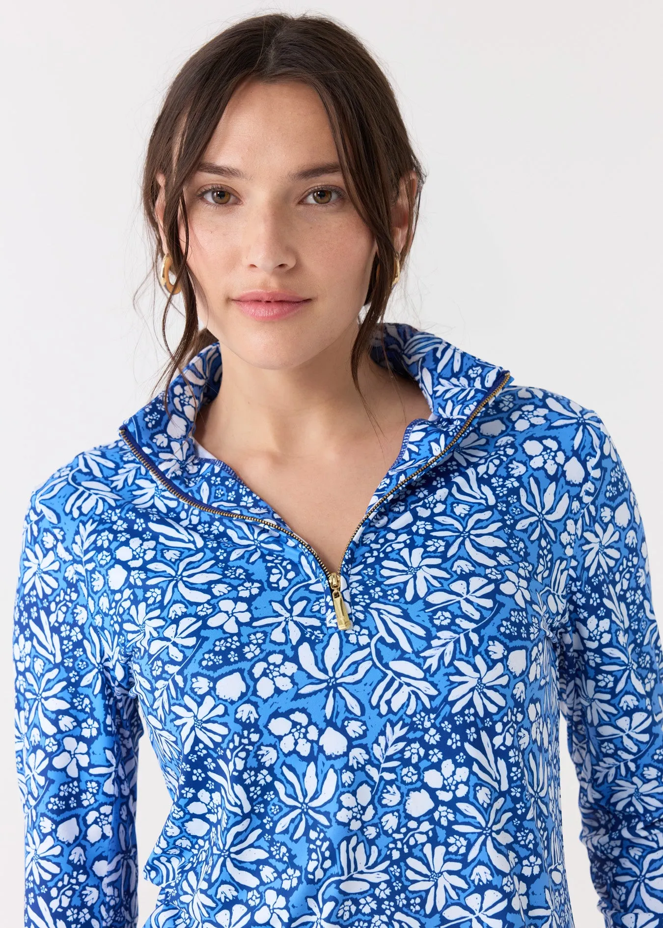 Seaside Floral 1/4 Zip Sport Top
