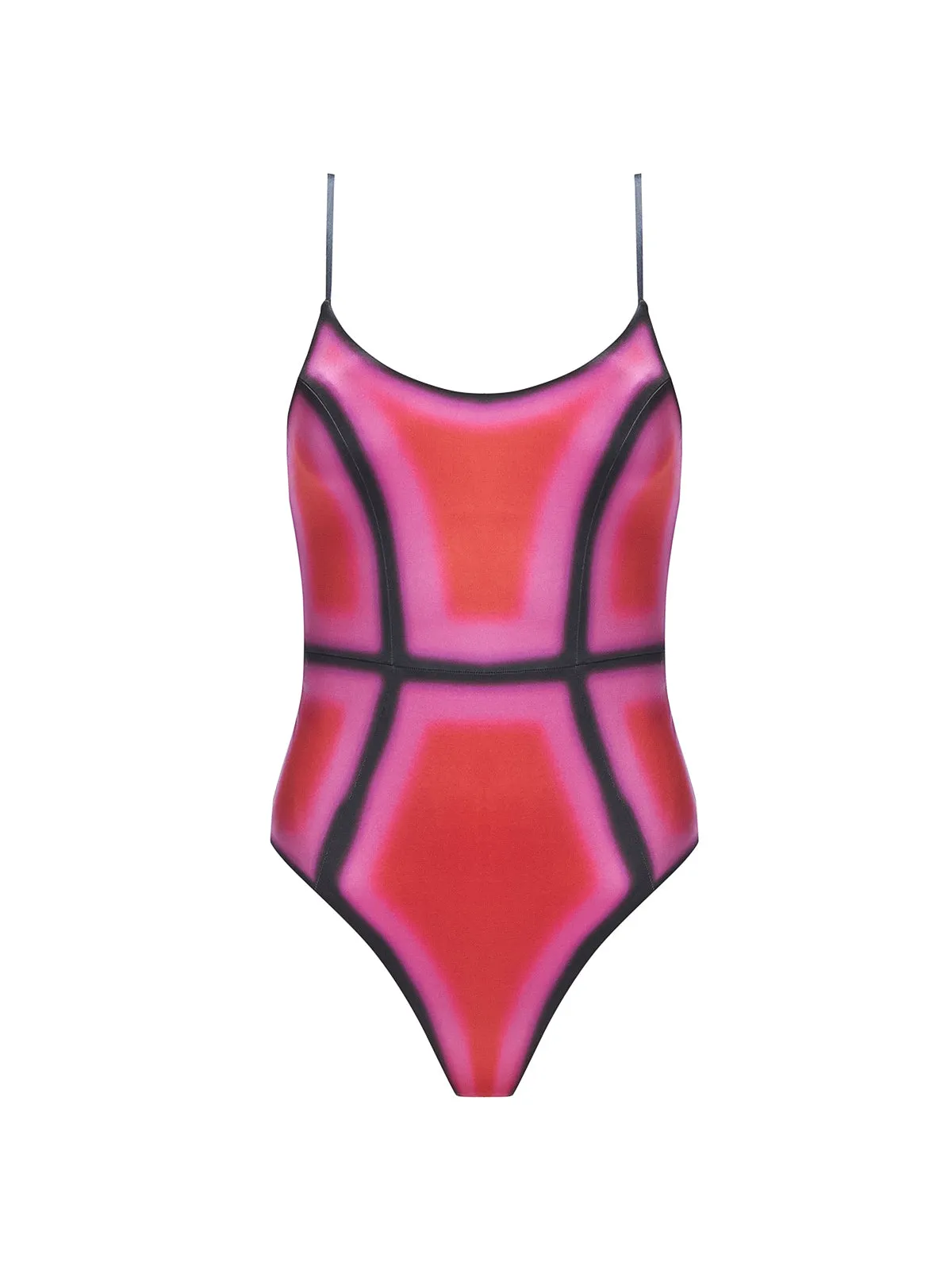 Seraphina Pink Optical Scoop Neck One Piece Swimsuit