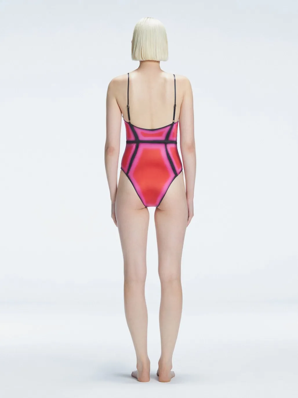 Seraphina Pink Optical Scoop Neck One Piece Swimsuit