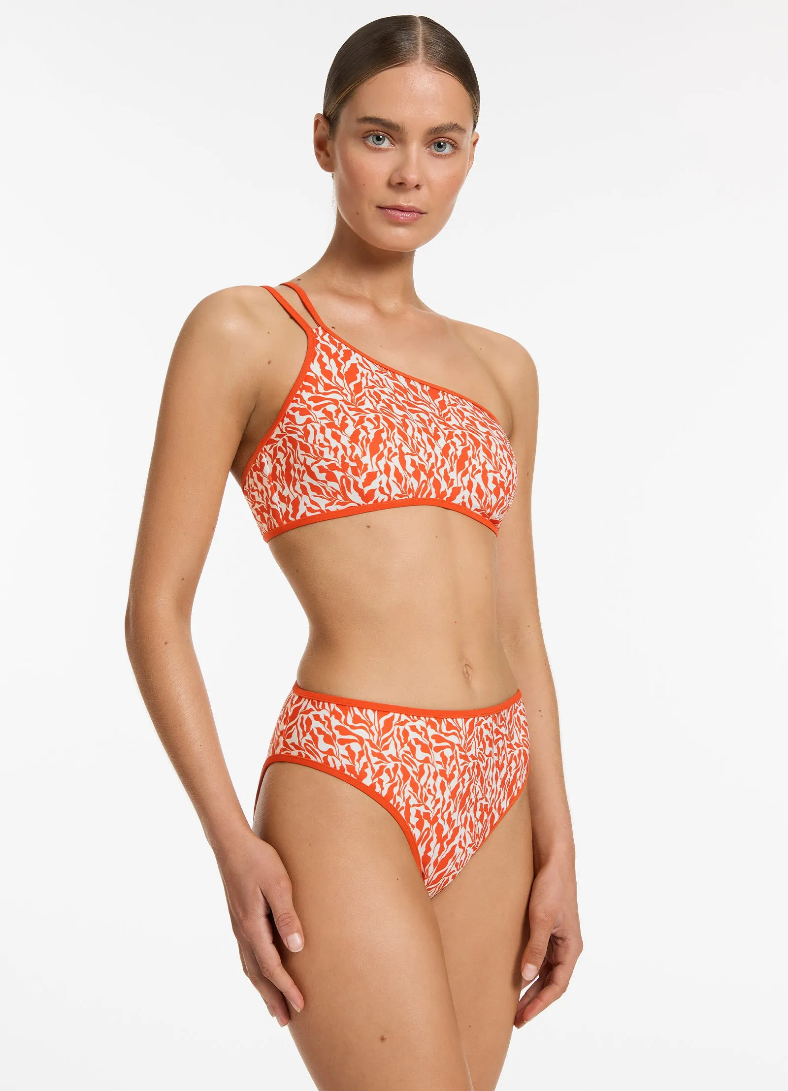 Sereno Ditsy Full Coverage Bikini Bottom - Coral