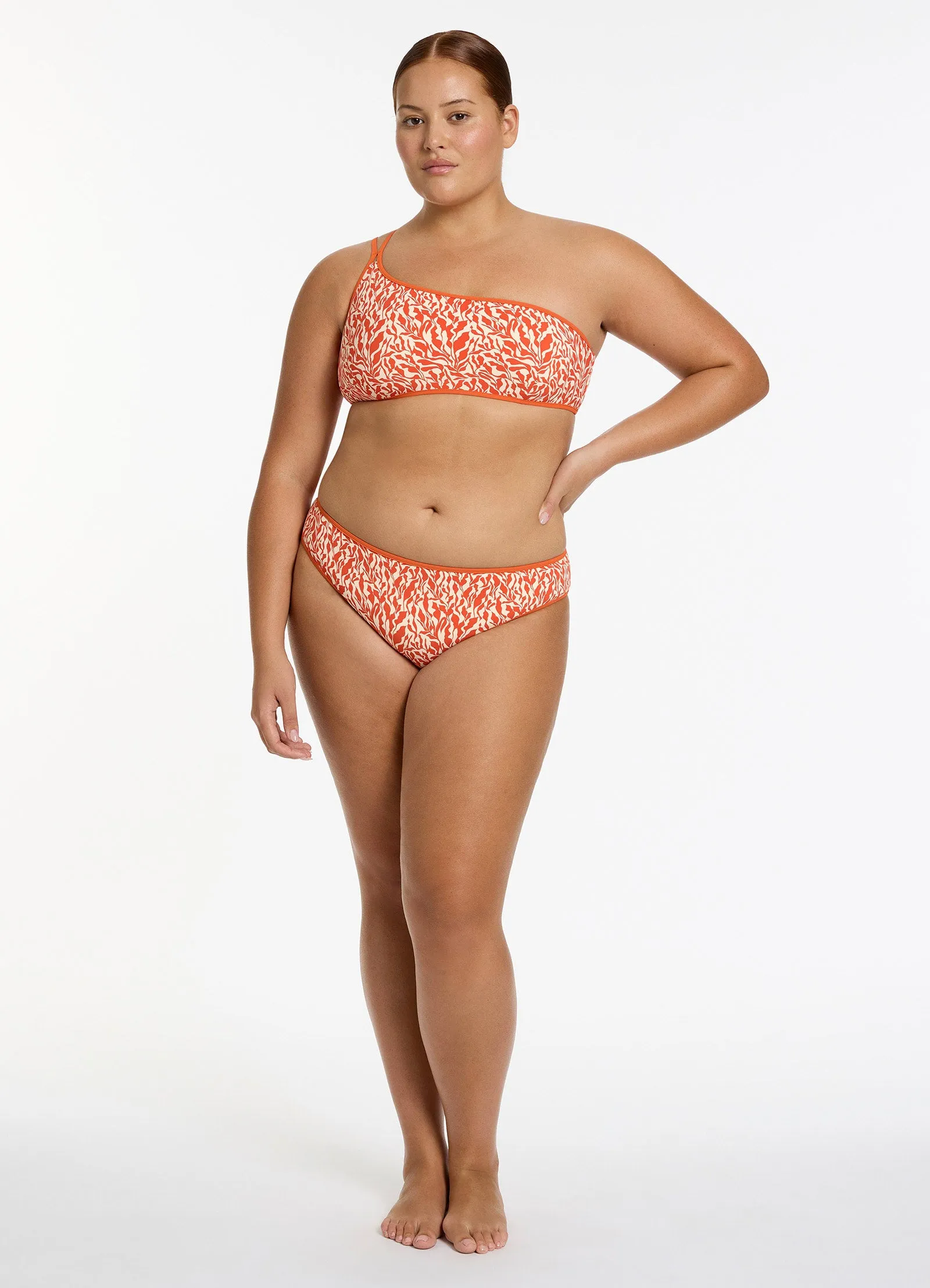 Sereno Ditsy Full Coverage Bikini Bottom - Coral