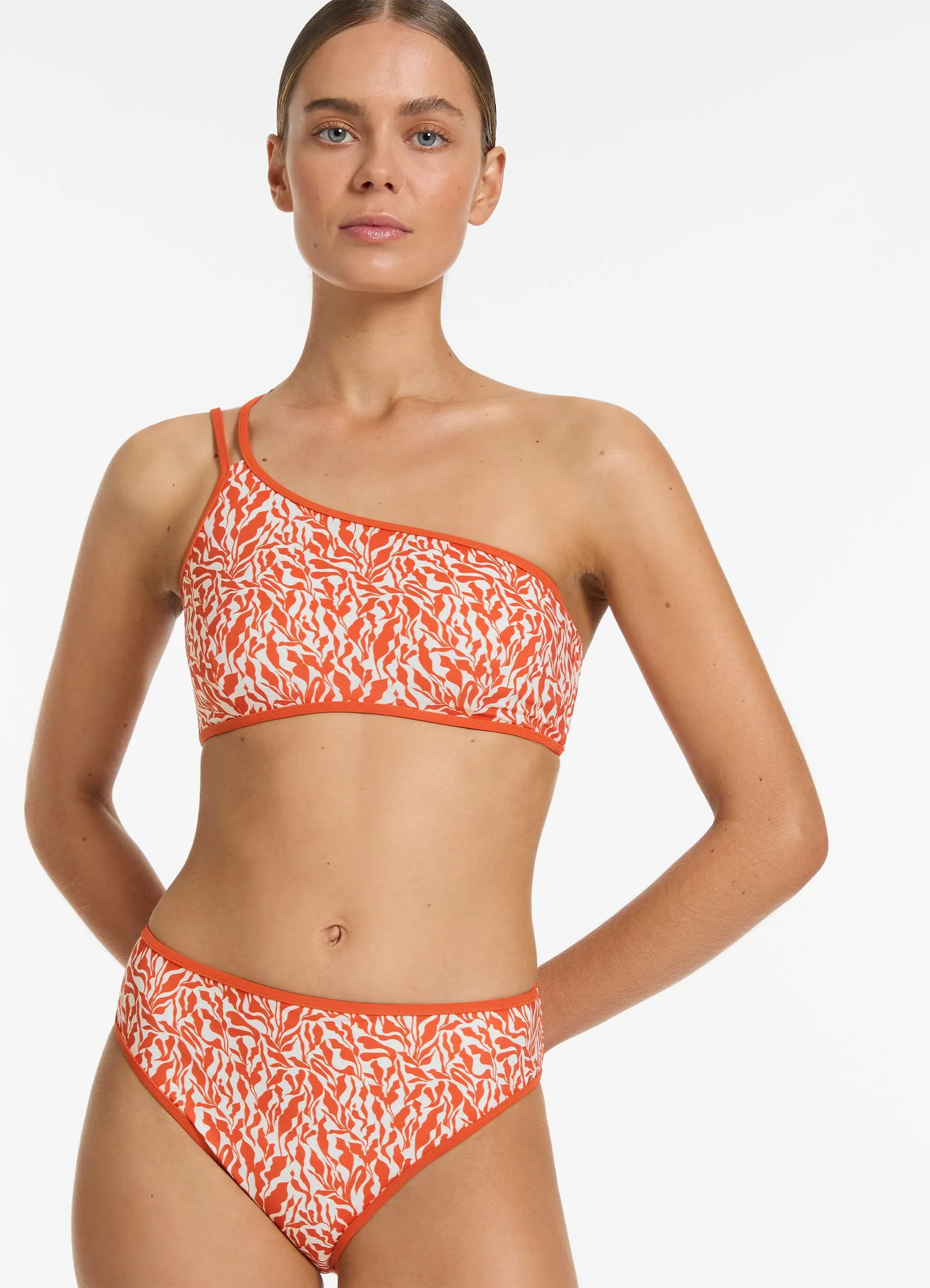 Sereno Ditsy Full Coverage Bikini Bottom - Coral