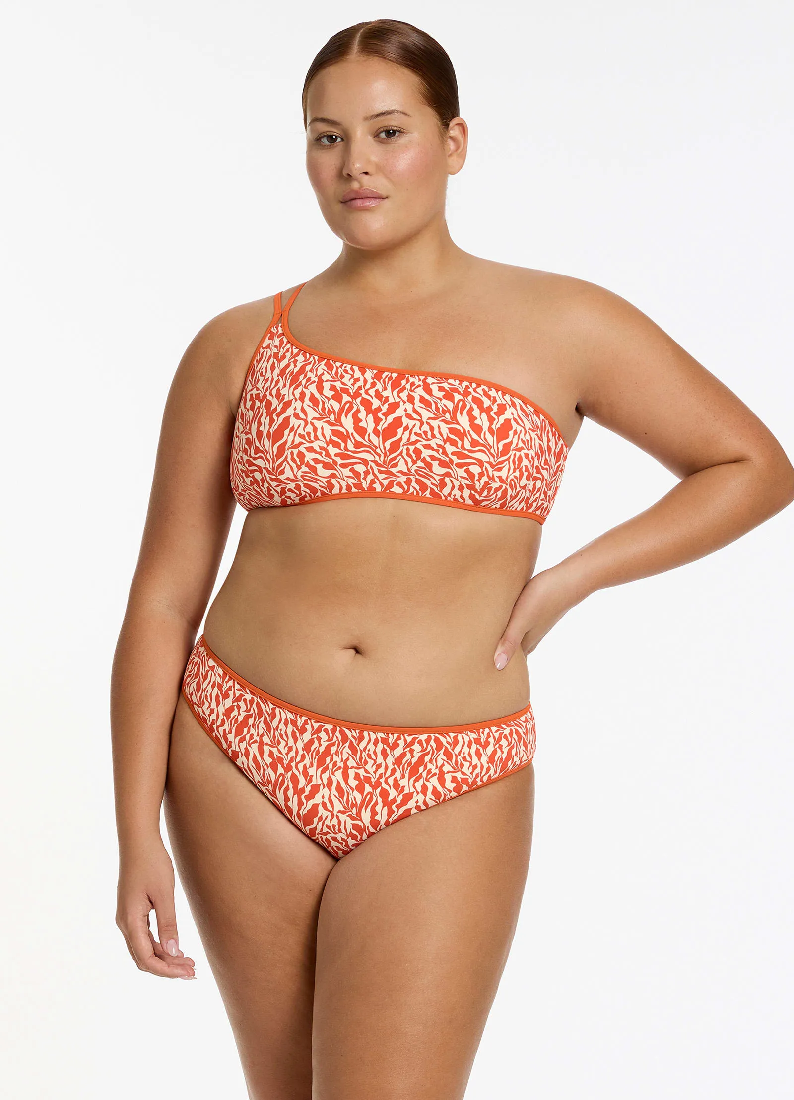 Sereno Ditsy Full Coverage Bikini Bottom - Coral