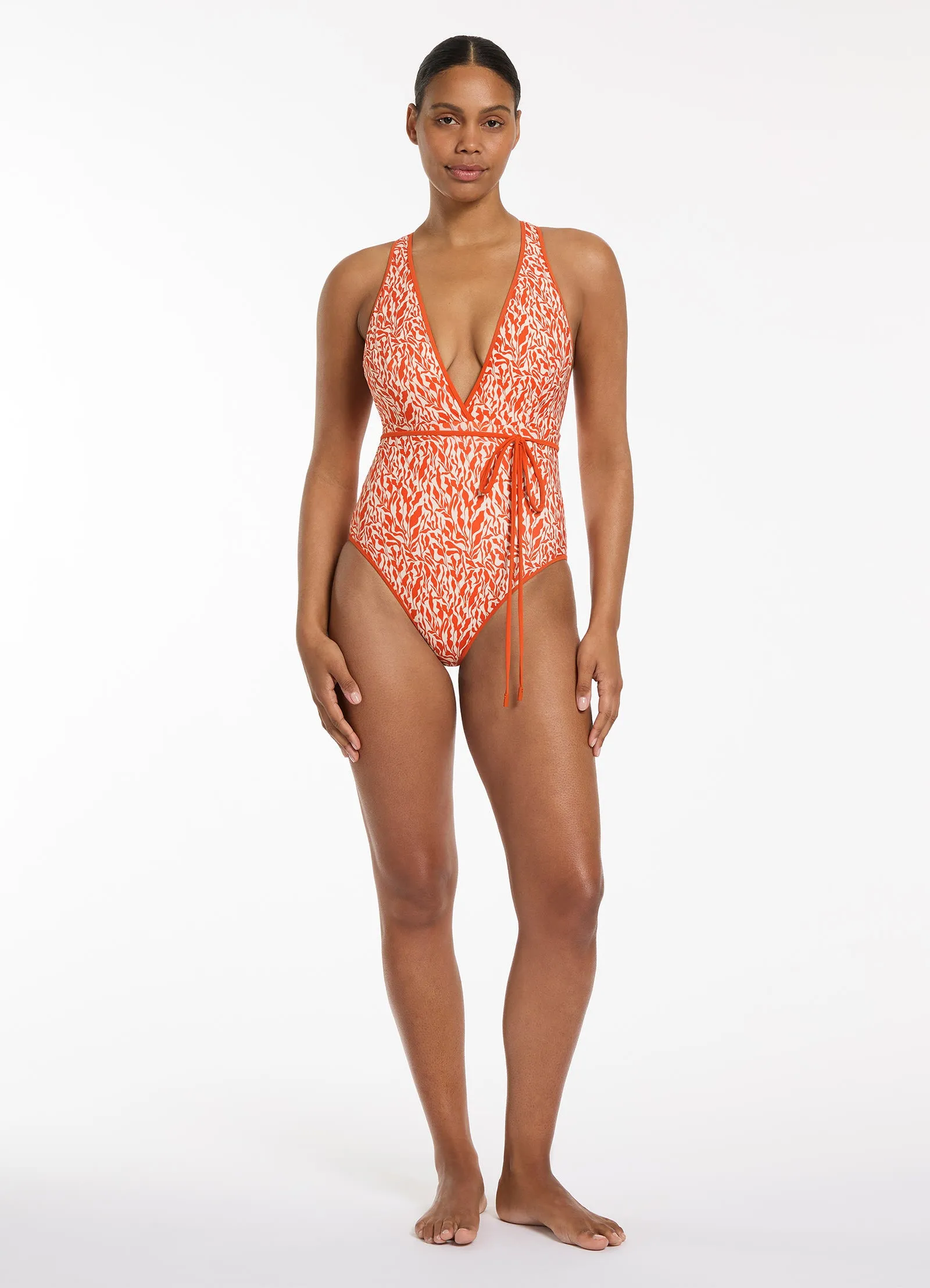 Sereno Ditsy Tie One Piece - Coral