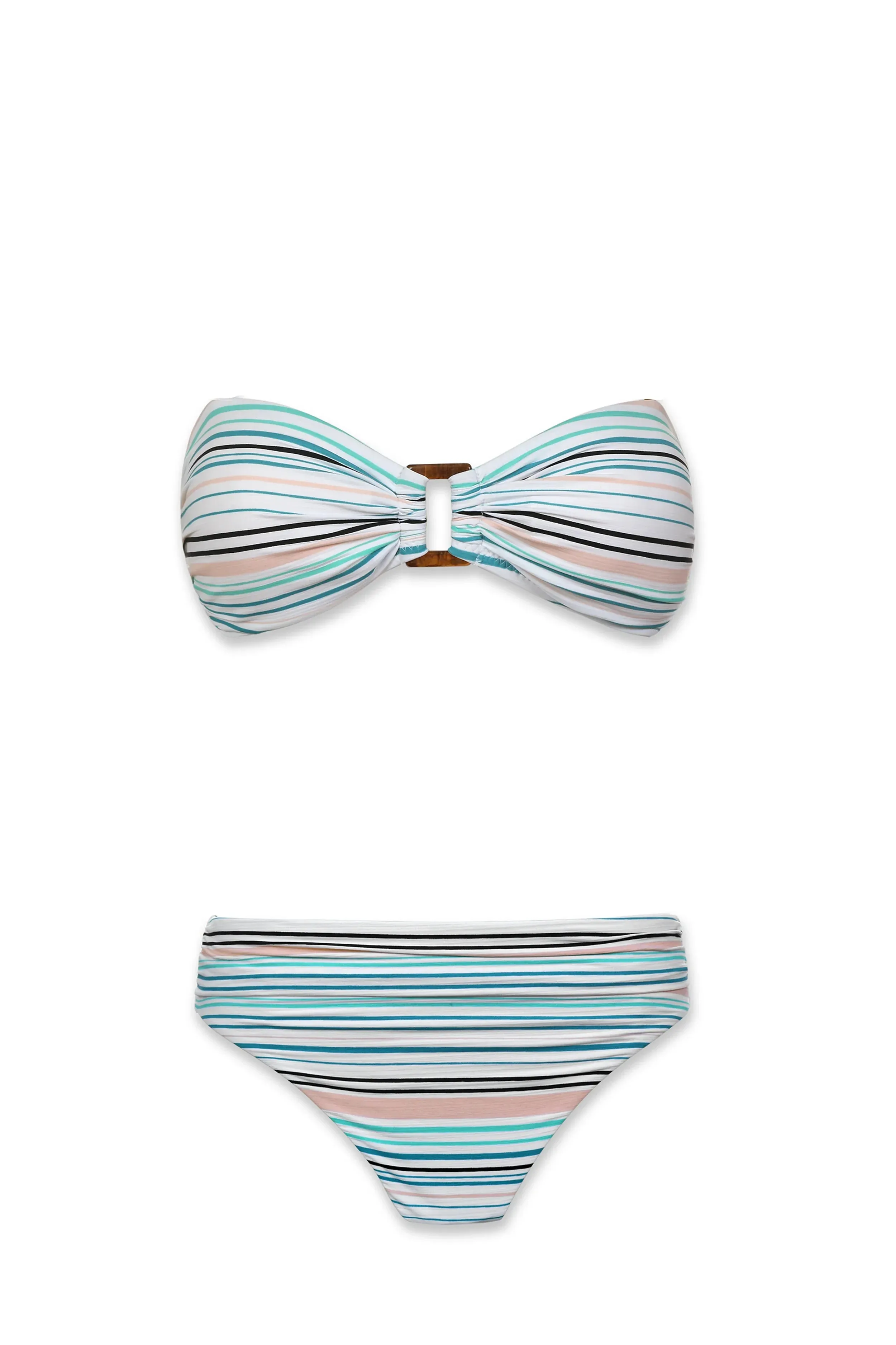 Shirred Bottom  |  Textured Coastal Stripe