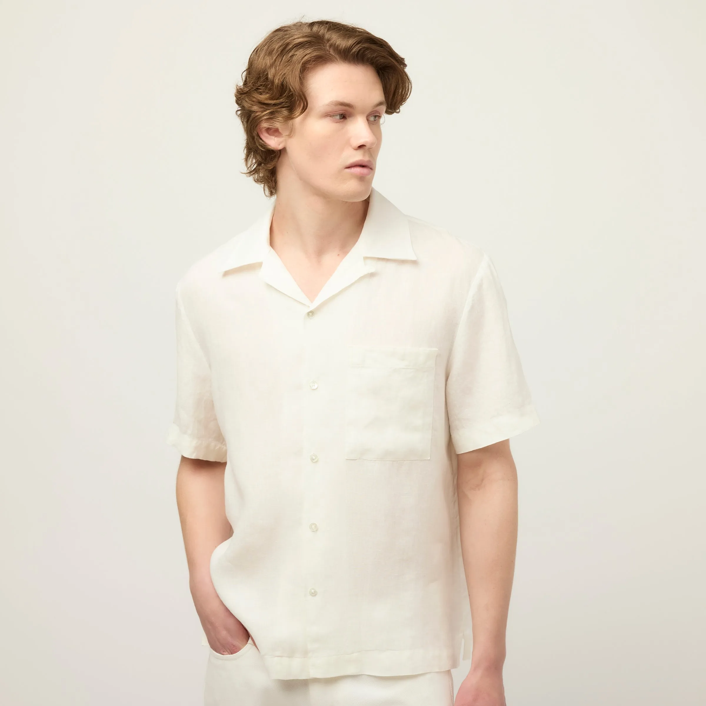 Short Sleeve Linen Camp Shirt