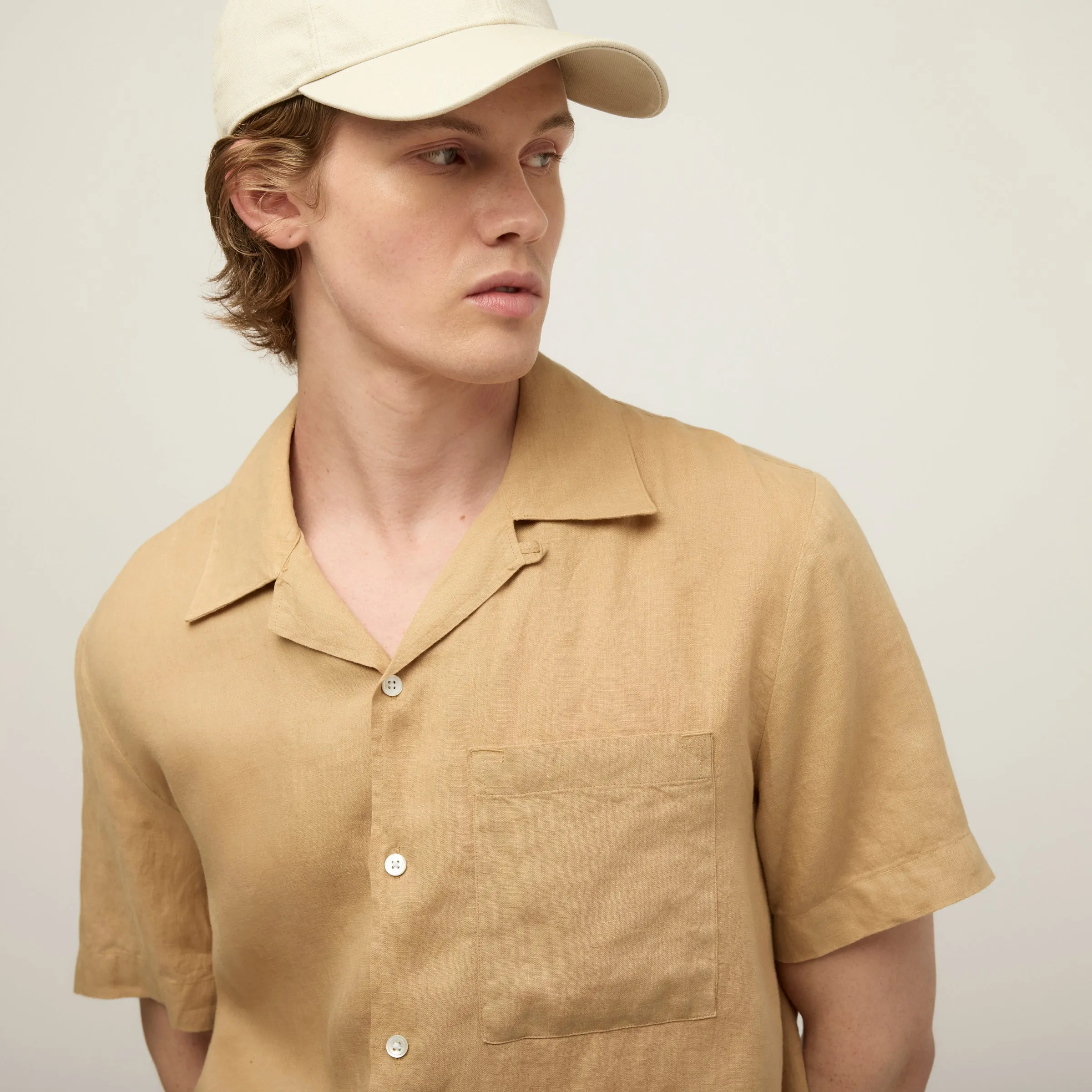 Short Sleeve Linen Camp Shirt
