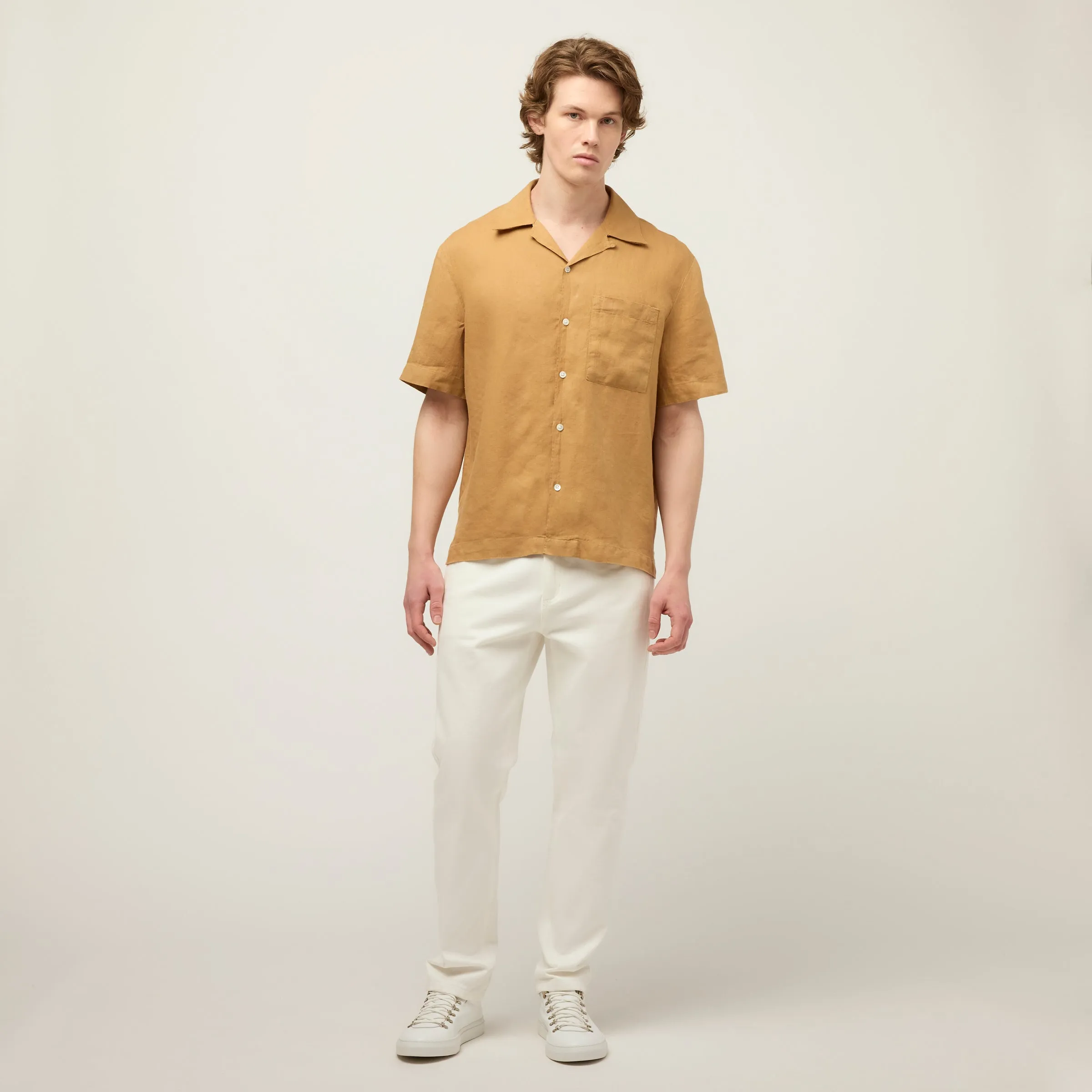 Short Sleeve Linen Camp Shirt