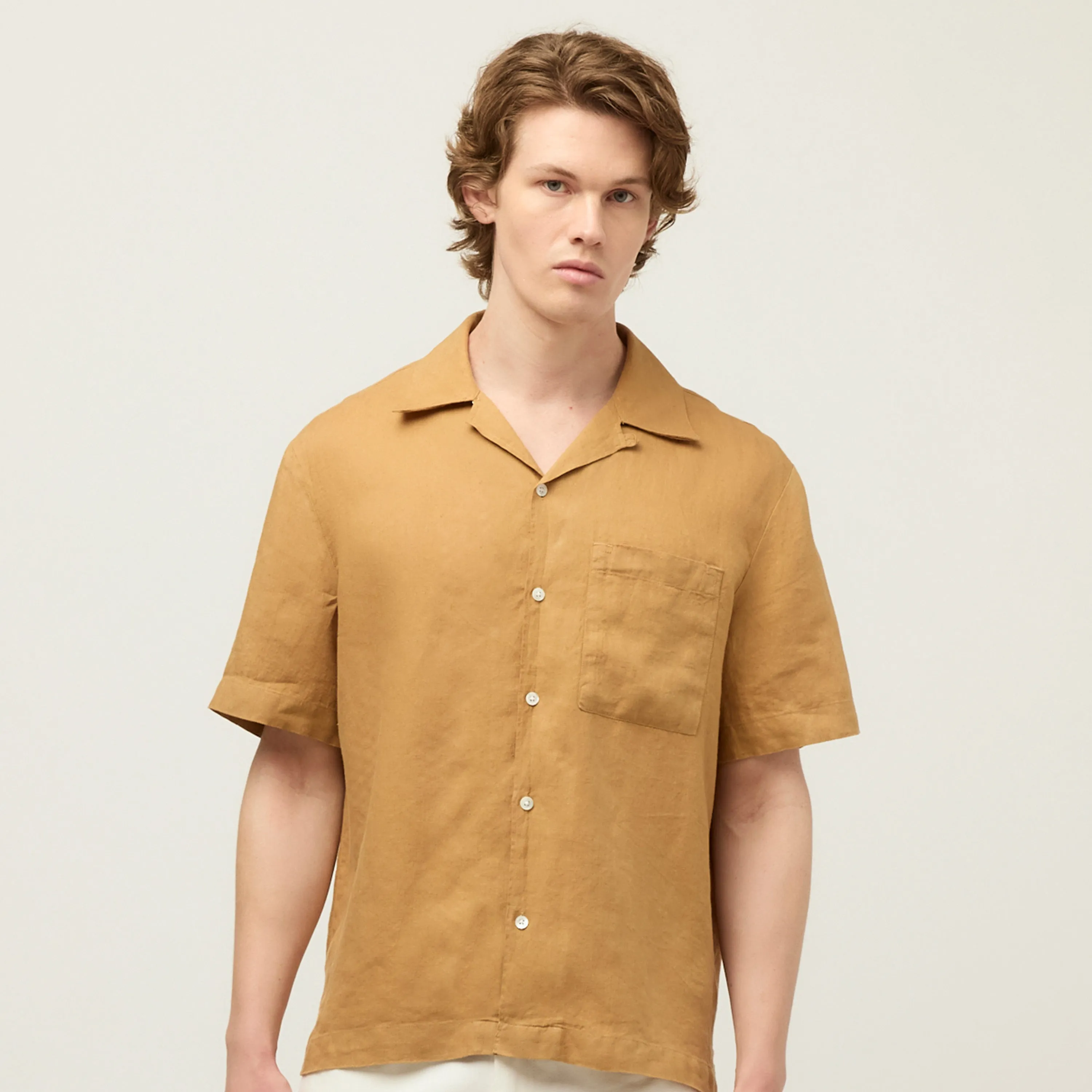 Short Sleeve Linen Camp Shirt