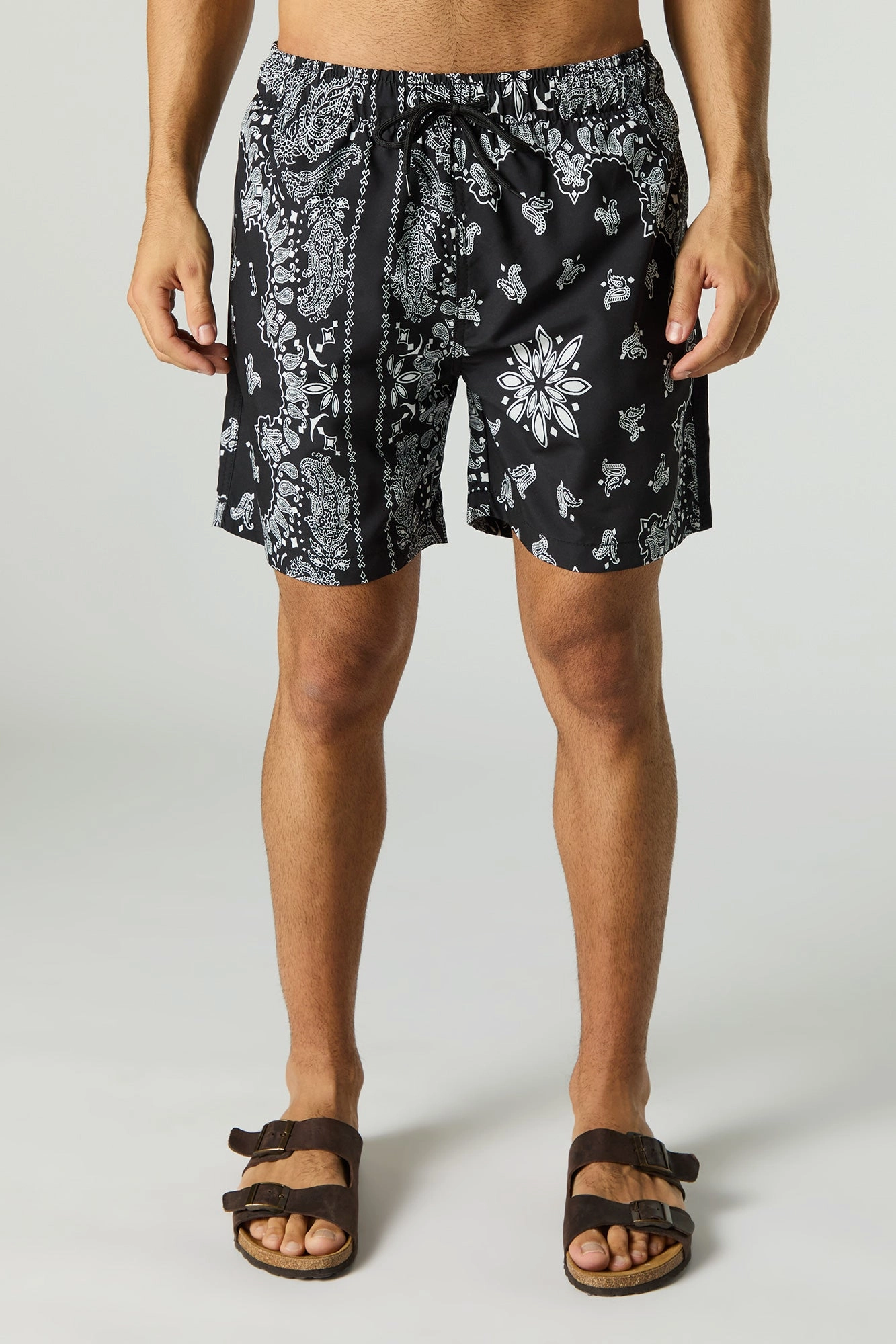 Short de bain imprimé à taille coulissante