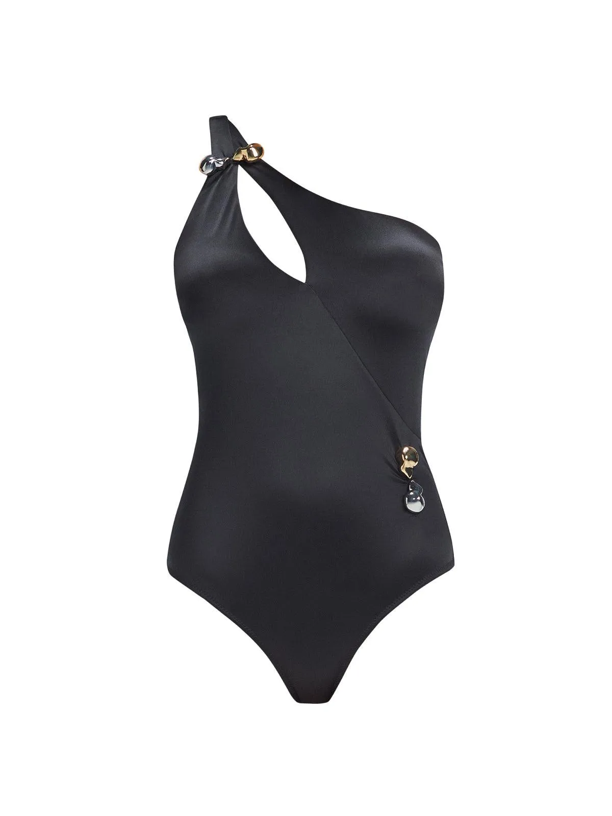 Solene Black One Shoulder One Piece Swimsuit