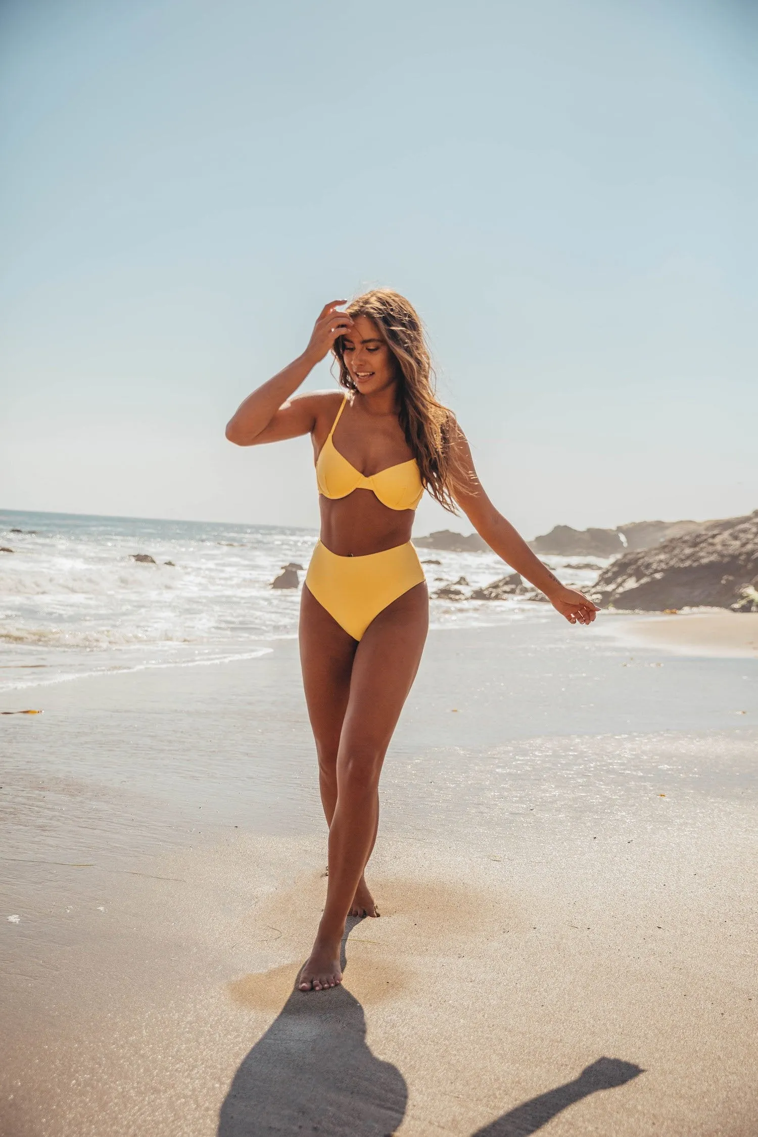 Sorrento High-Waist Bottoms - Lemon Drop Yellow