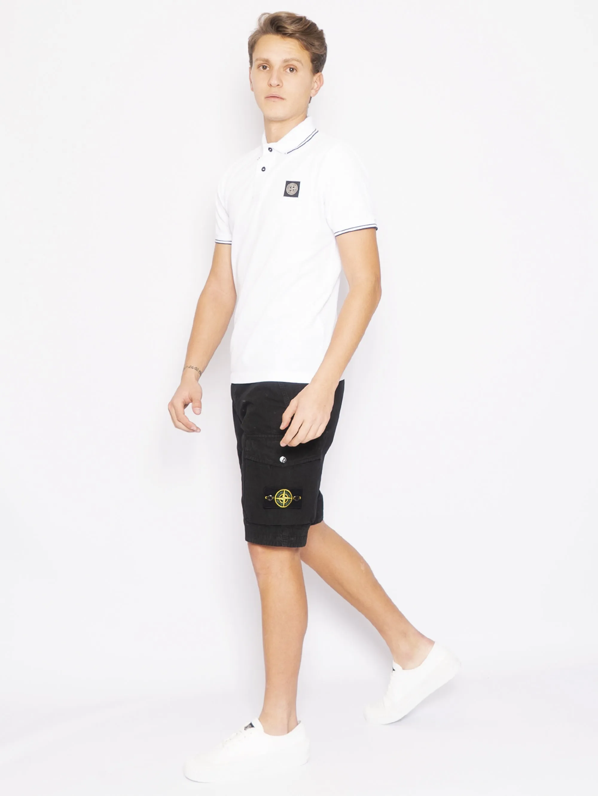 Sports Bermuda with Black Logo Patch