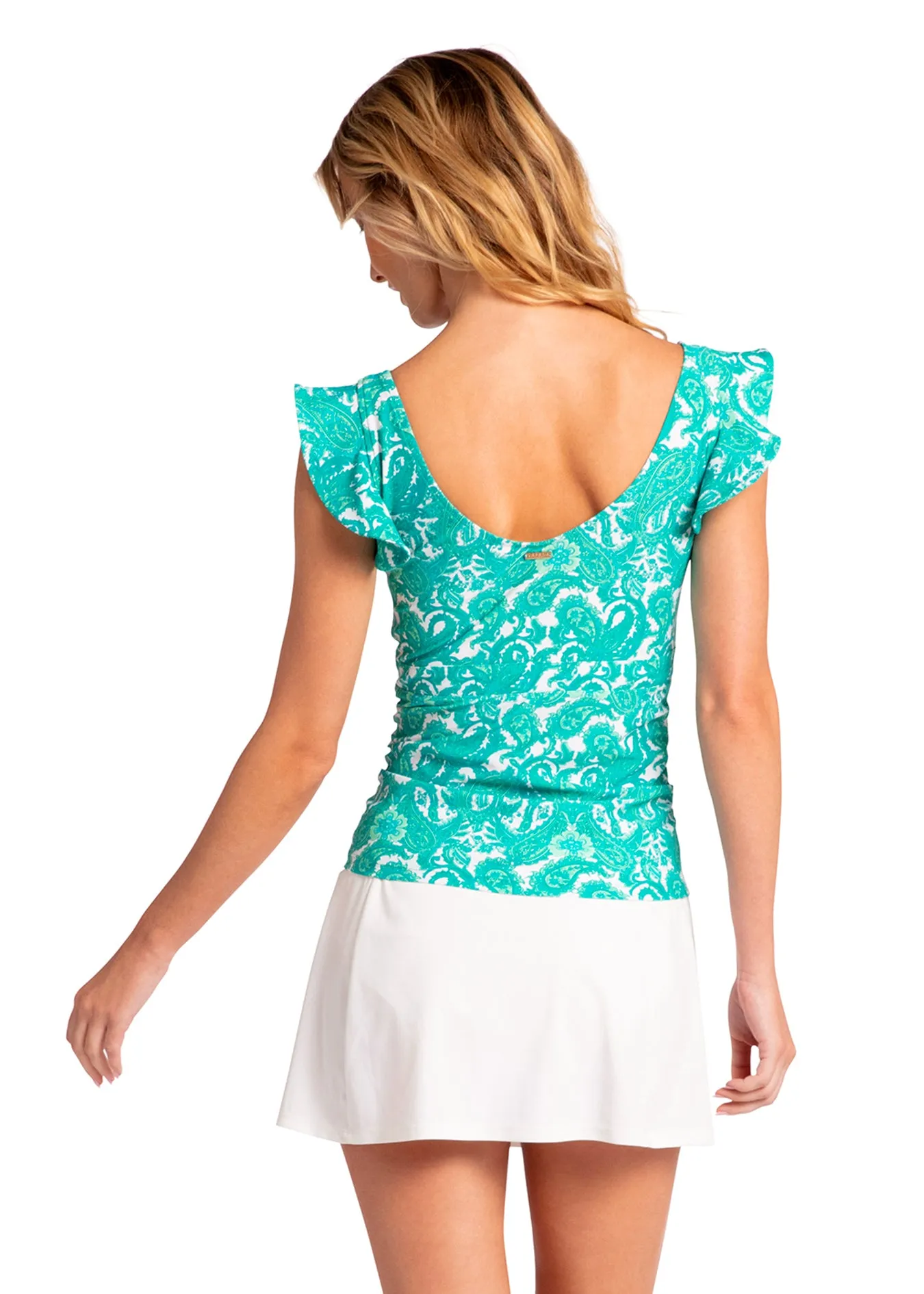 St. Pete Ruffle Sleeve V-Neck Tankini Top