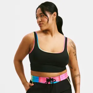 Straight Up Longline Top  - Black Rainbow Ombre