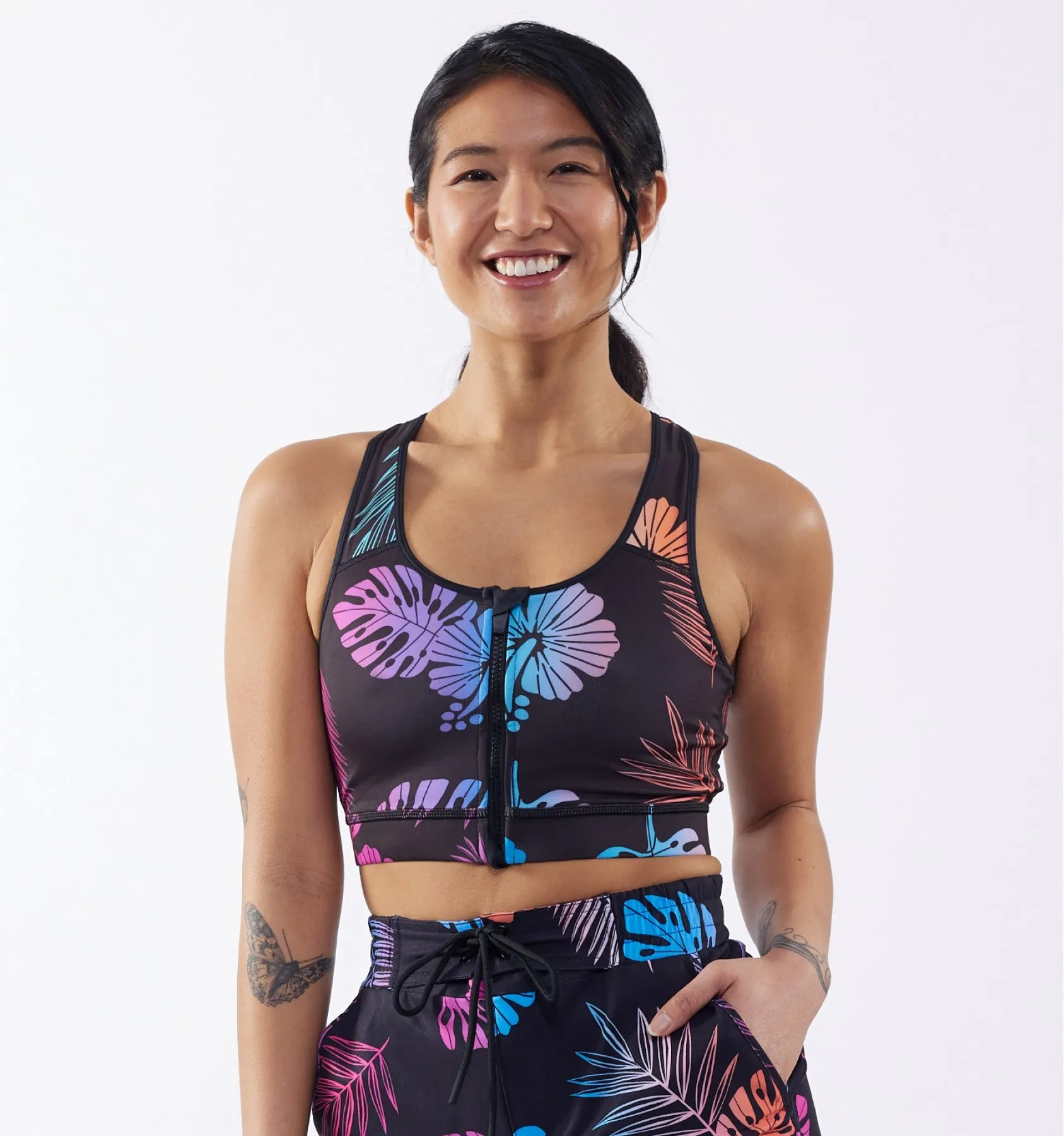 Swim Racerback Zip Compression Top - Tropadelic