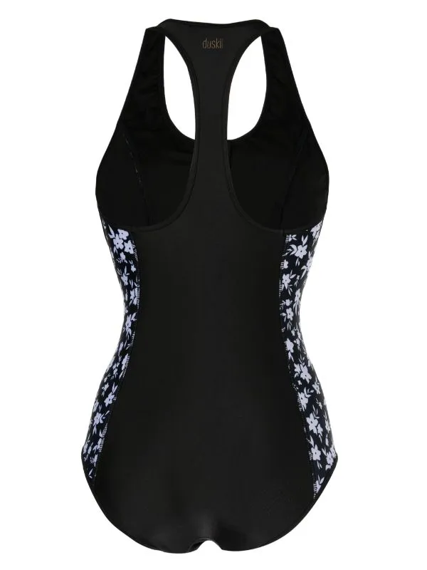 T-Back Scoop One Piece | Black & Floral