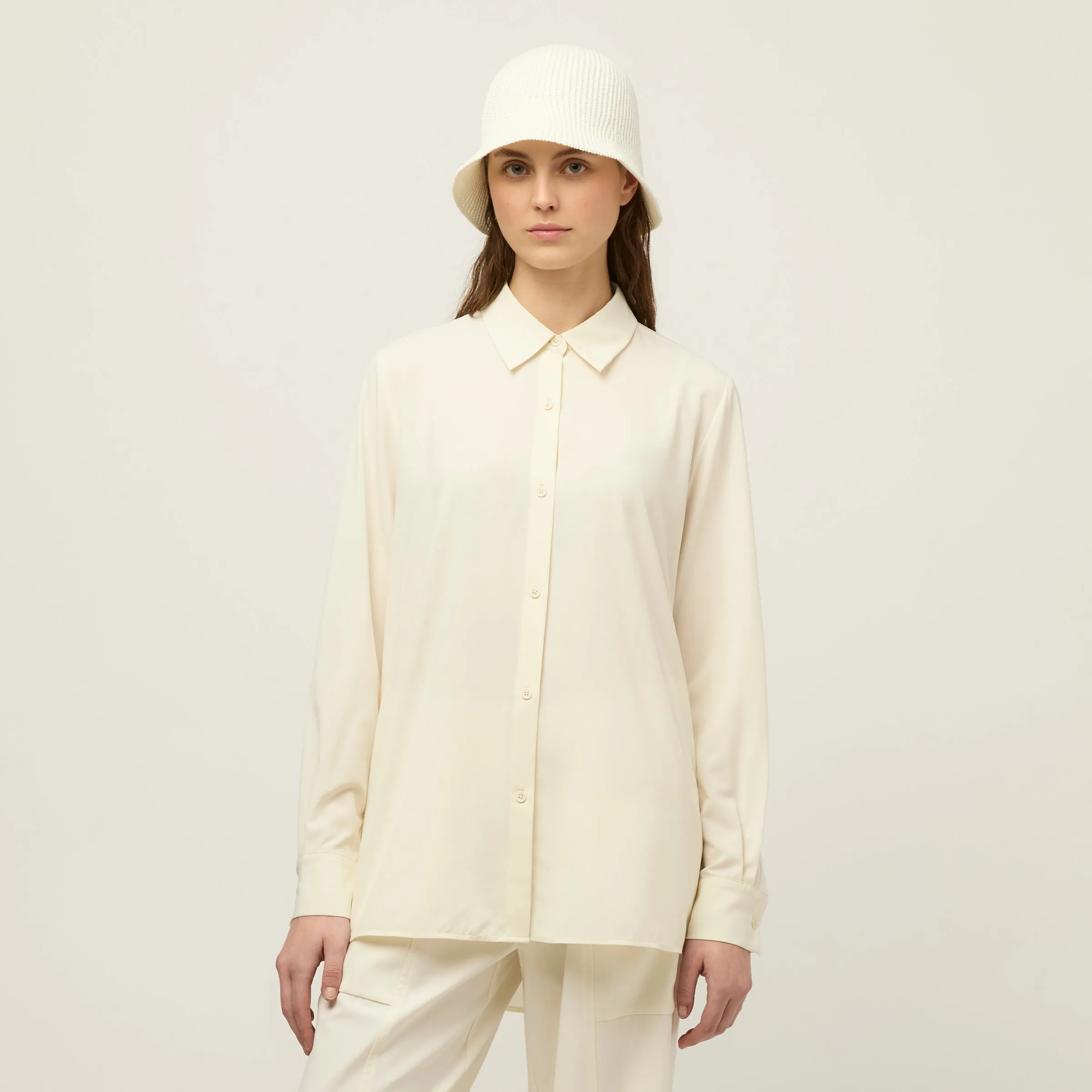 Tech Slk Long Sleeve Button Top