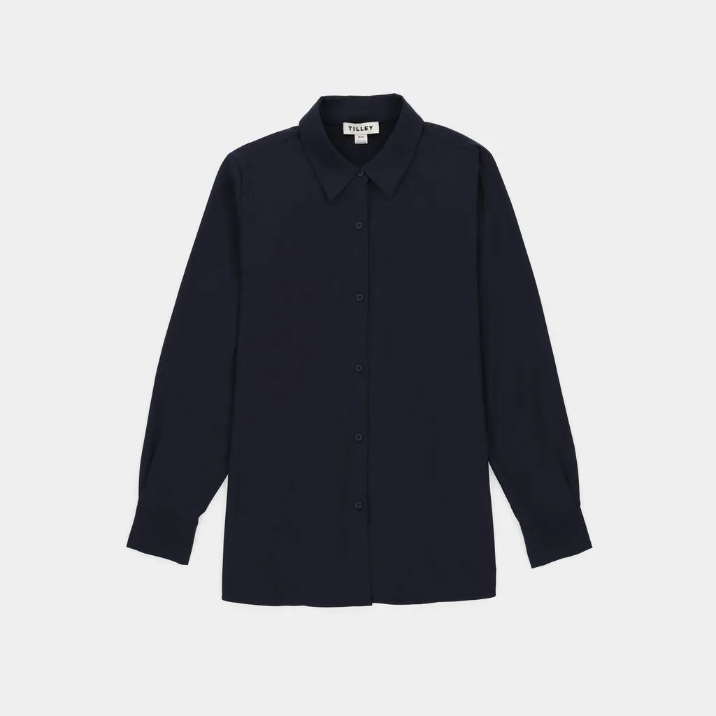Tech Slk Long Sleeve Button Top