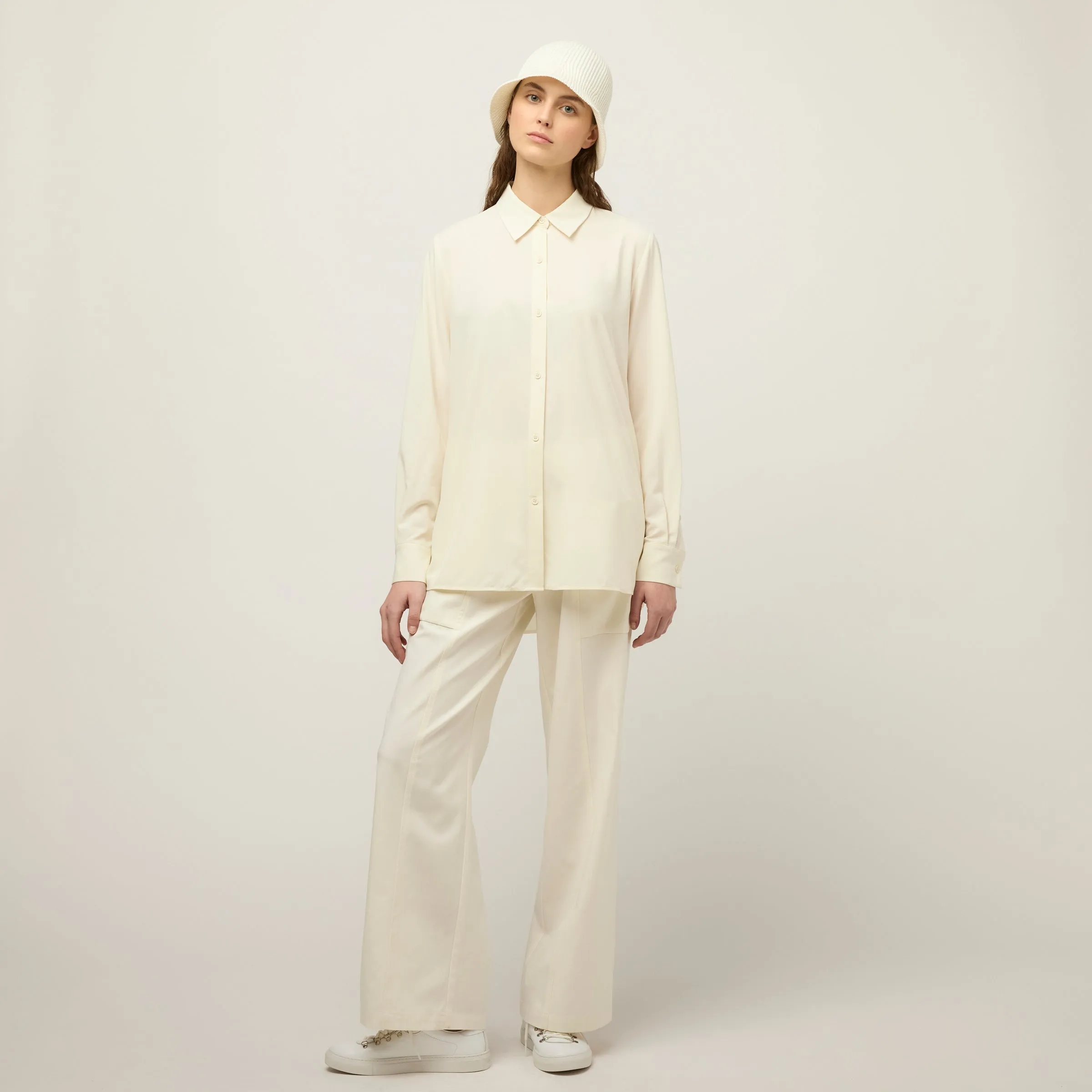 Tech Slk Long Sleeve Button Top