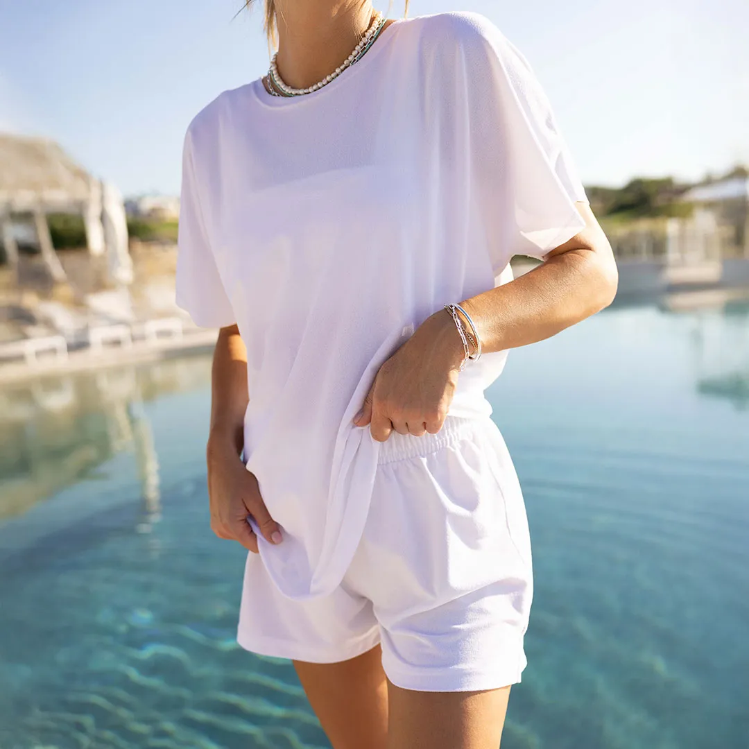 Track Shorts, White Terry