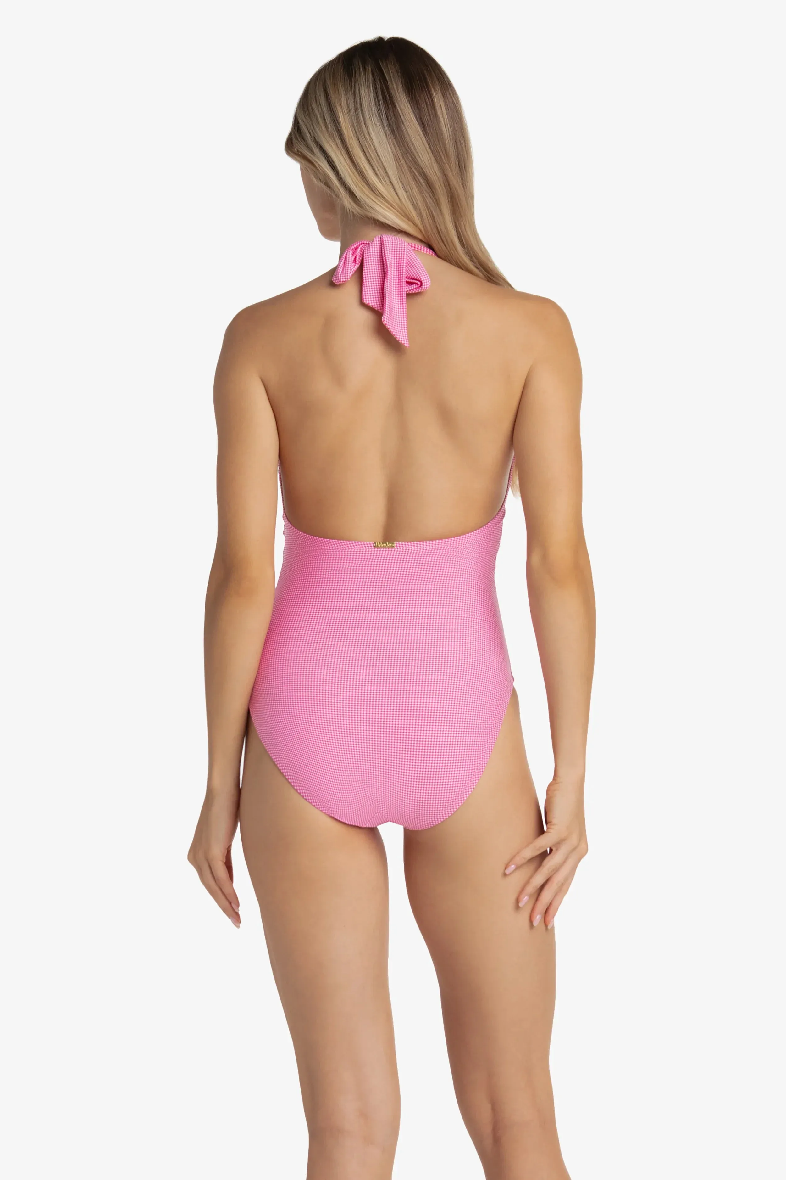 Twist Front One-Piece  |  Pink Gingham