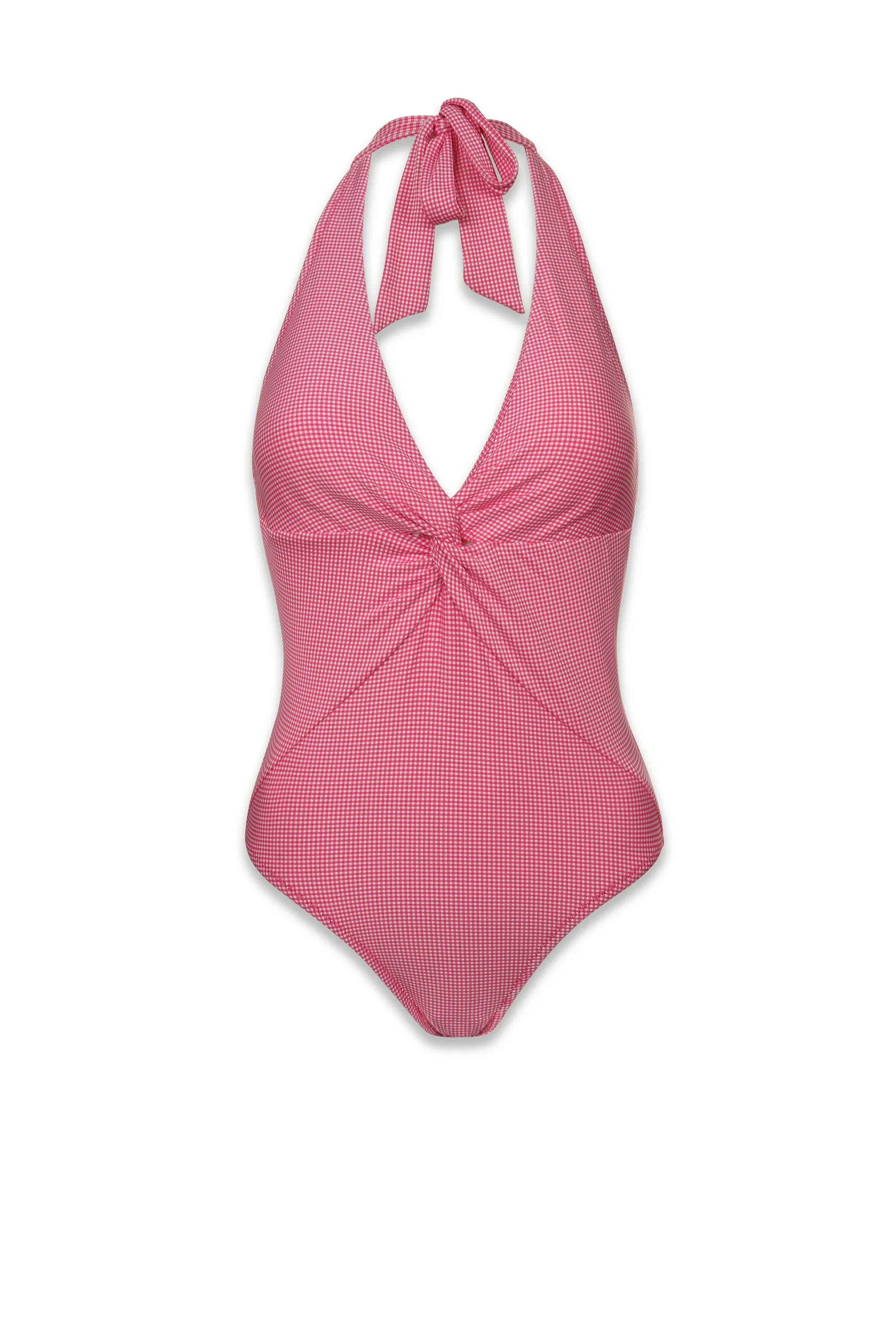 Twist Front One-Piece  |  Pink Gingham
