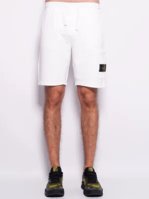 White fleece Bermuda shorts